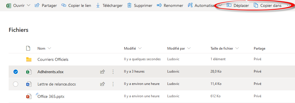 comment déplacer un fichier onedrive sur pc